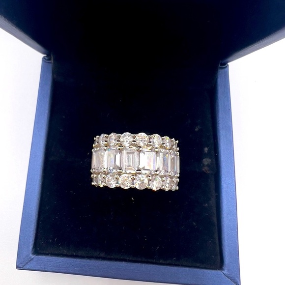 Women’s Ring Triple Row Italo Sterling Silver Created EternityBand Size 6 925 - Picture 5 of 16